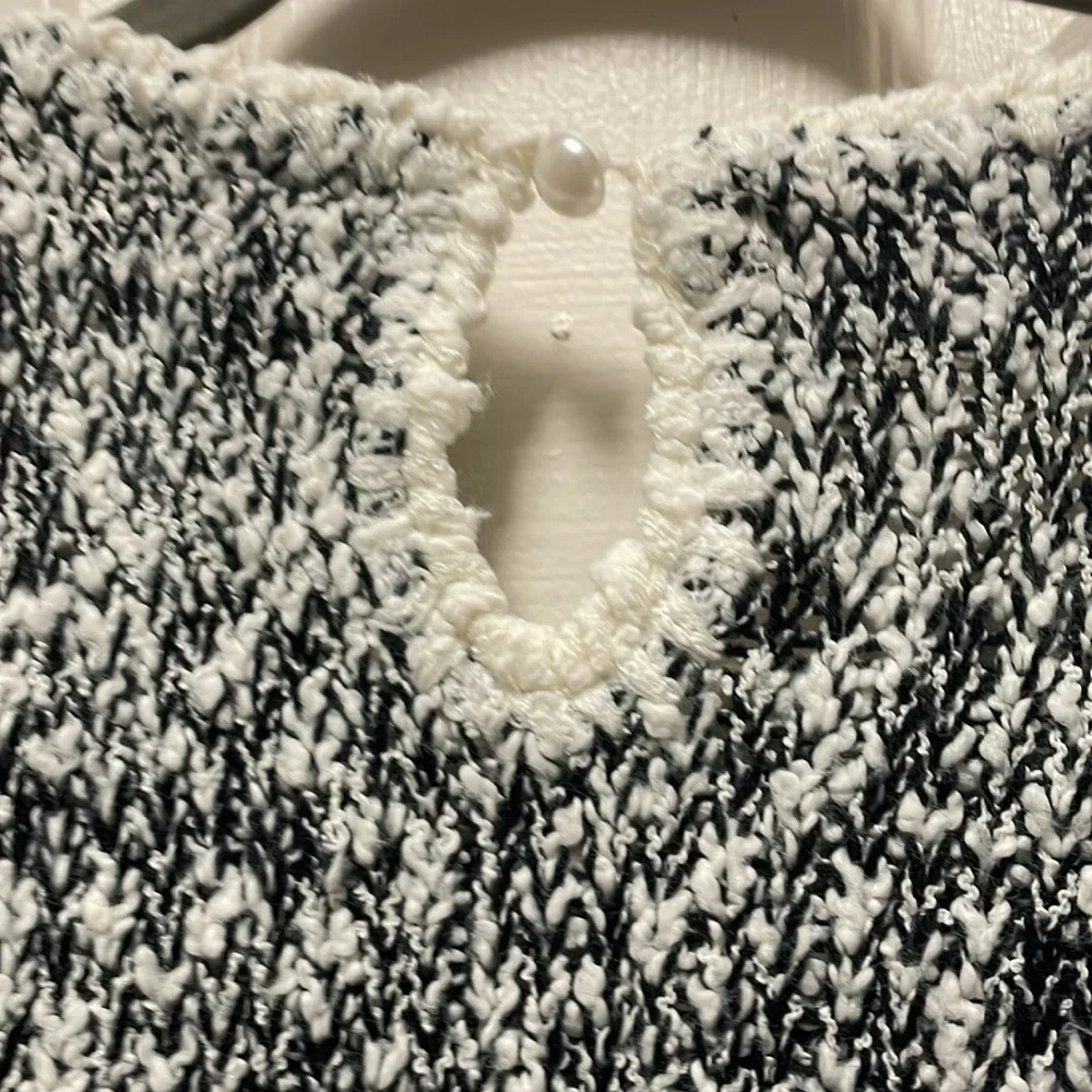 Focal Point vintage sweater 2X dolman sleeve tapestry floral pattern on blk/wht